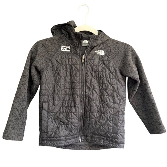 The North Face Full Zip Quilted Fleece Hoodie Jacket Toddler 6T Black Outdoor - Picture 1 of 8